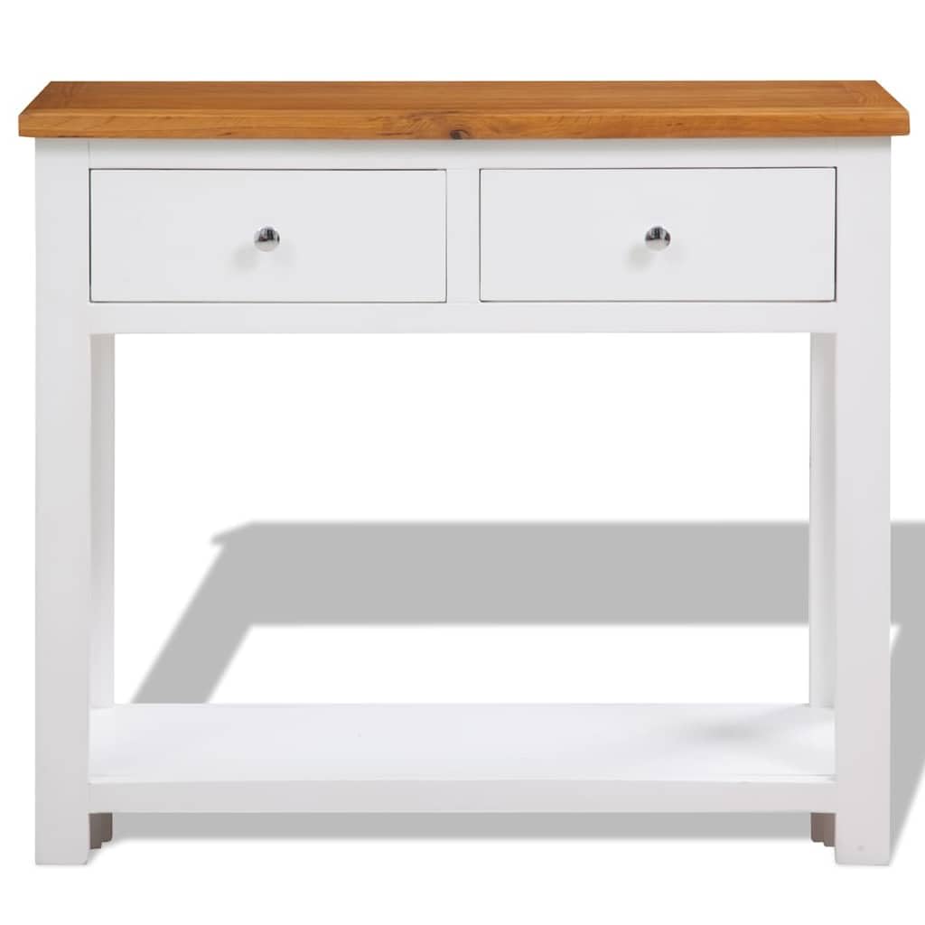 Rustic Oak Acacia Wood Console Table 2 Drawers V388426