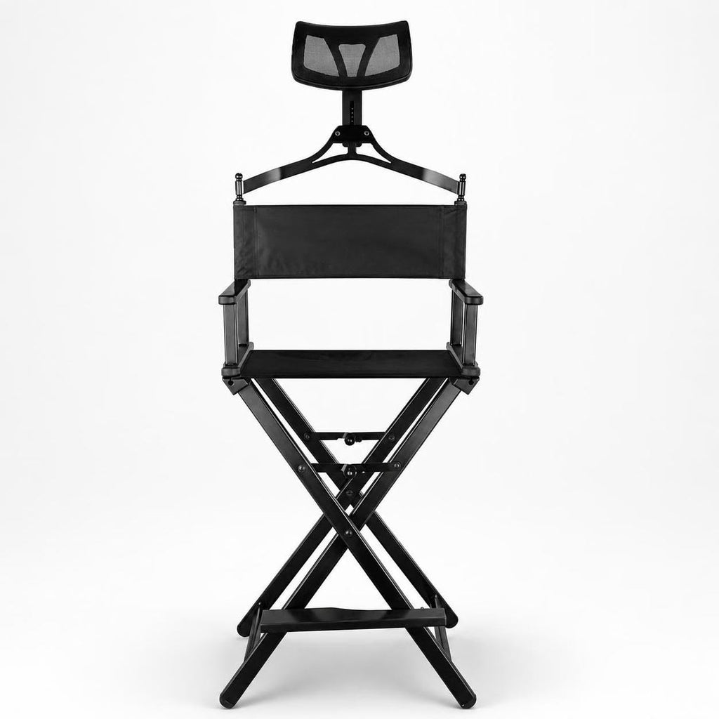 Aluminum Folding Director Chair with Headrest, Adjustable Height, Side Tray and Phone Holder X29541