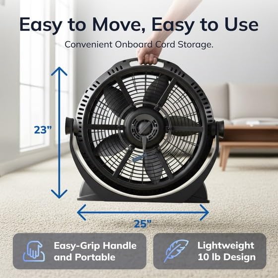 20-Inch 3-Speed Pivoting Air Circulator Fan N159067