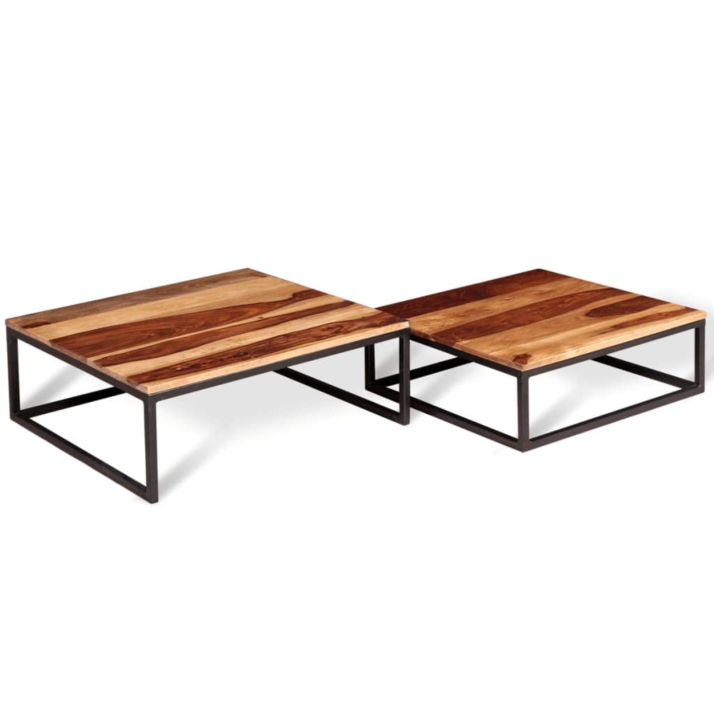 Coffee Table Side Tables 2 Piece Nesting Set Solid Sheesham Wood U20989