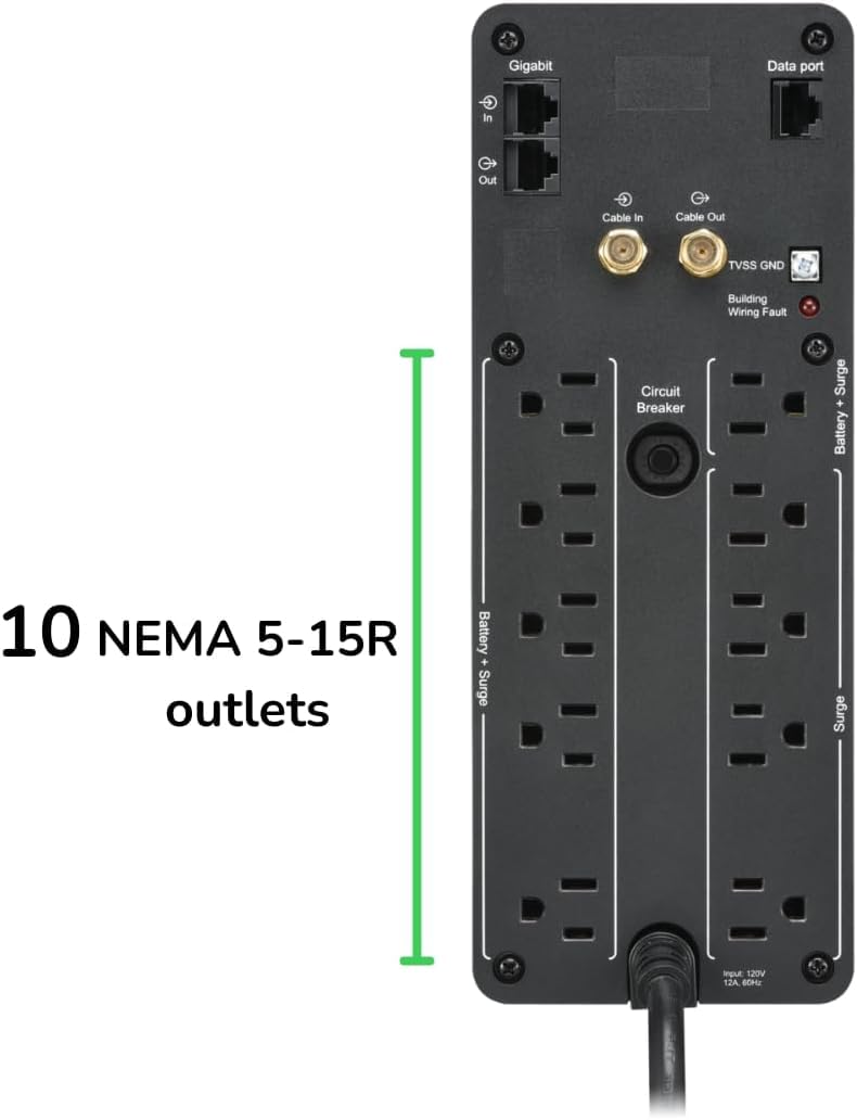 Pure Sine Wave UPS Battery Backup & Surge Protector H57370