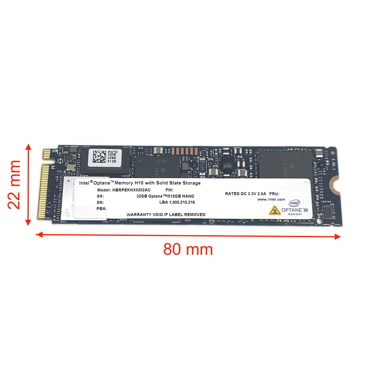 32GB Optane Memory with 512GB SSD M.2 2280 NVMe PCIe Gen3 x4 O466856