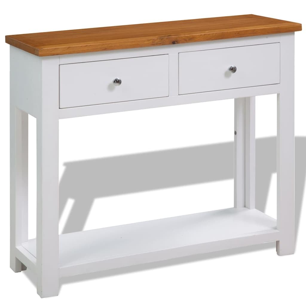 Rustic Oak Acacia Wood Console Table 2 Drawers V388426