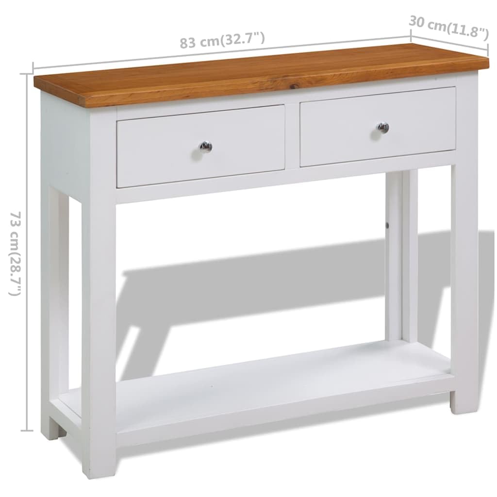 Rustic Oak Acacia Wood Console Table 2 Drawers V388426