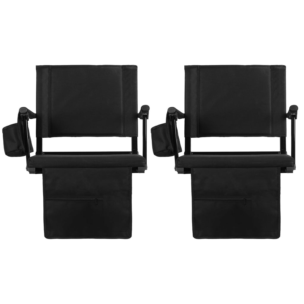 2 Pcs Folding Stadium Seat with Back Support and Cushion B8747
