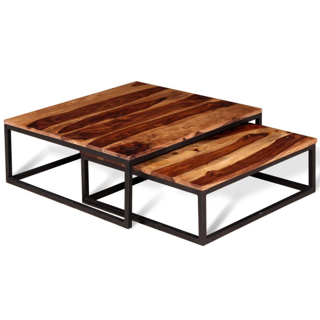 Coffee Table Side Tables 2 Piece Nesting Set Solid Sheesham Wood U20989