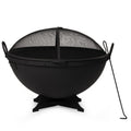 32in Cast Iron Wood Burning Fire Pit with Screen and Poker H59643