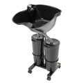 Portable Shampoo Bowl with Electric Pump, Adjustable Height, 2 Buckets, Black H751