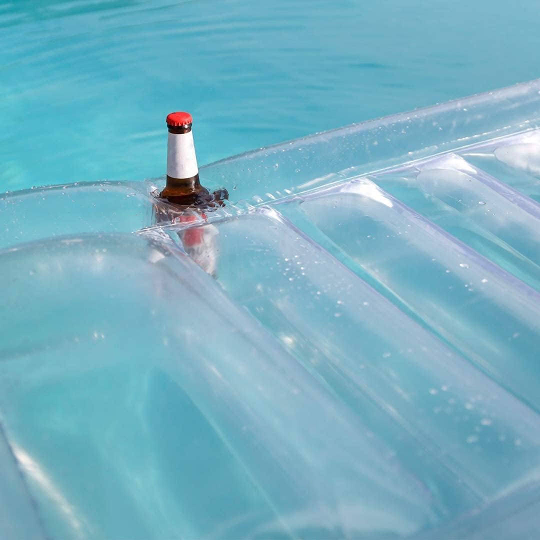 Transparent Inflatable Chaise Pool Float with Cup Holder P511572