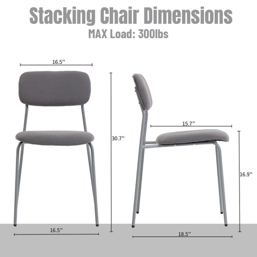 Grey Padded Stackable Chairs Set of 4 B7953