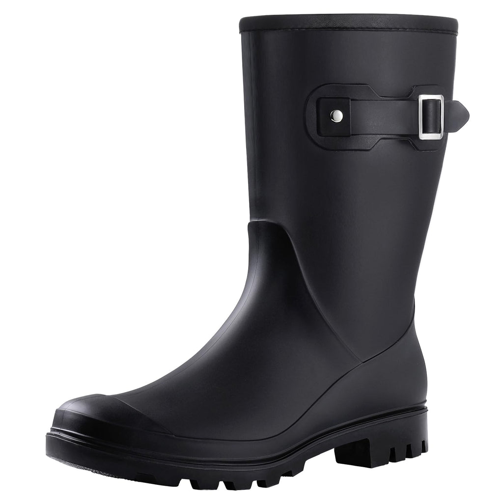 Mid Calf Waterproof Rain Boots with Buckle Z91662