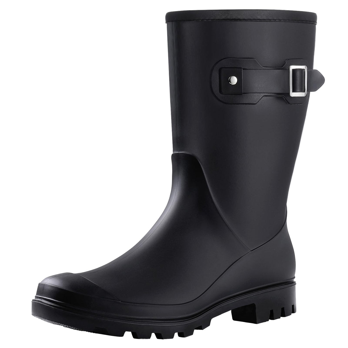 Mid Calf Waterproof Rain Boots with Buckle Z91662