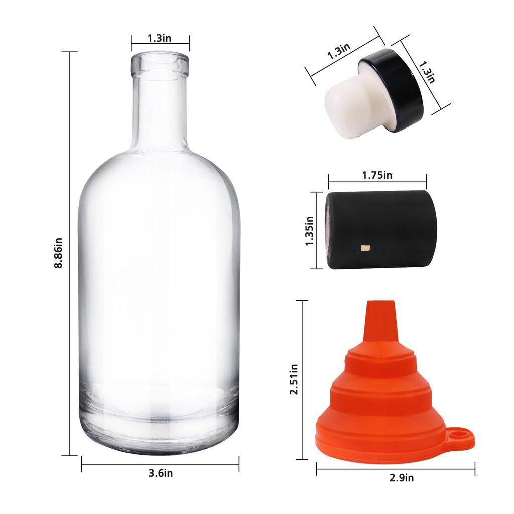 4 Pack 25oz Clear Glass Bottles with Cork Lids N34356