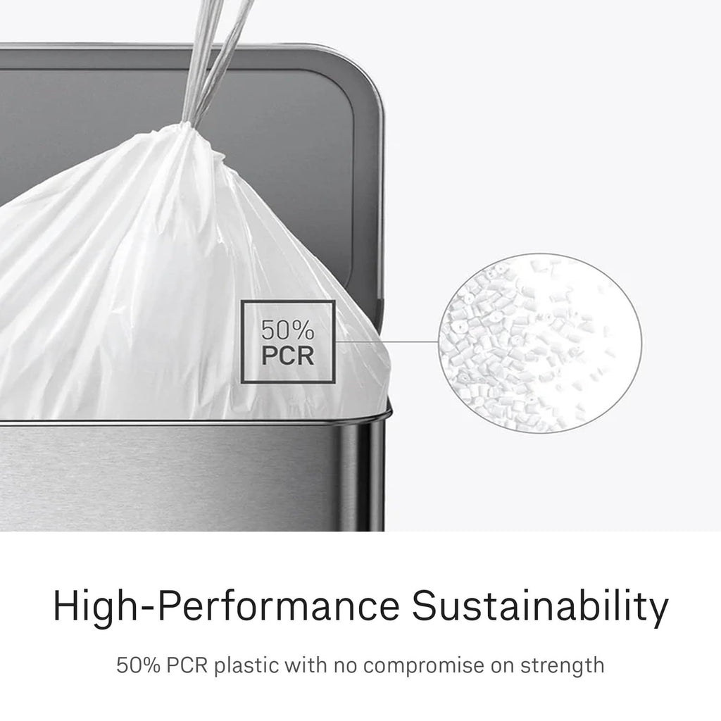 100 Count Drawstring Kitchen Trash Bags, 30-45 Liter, White L1445