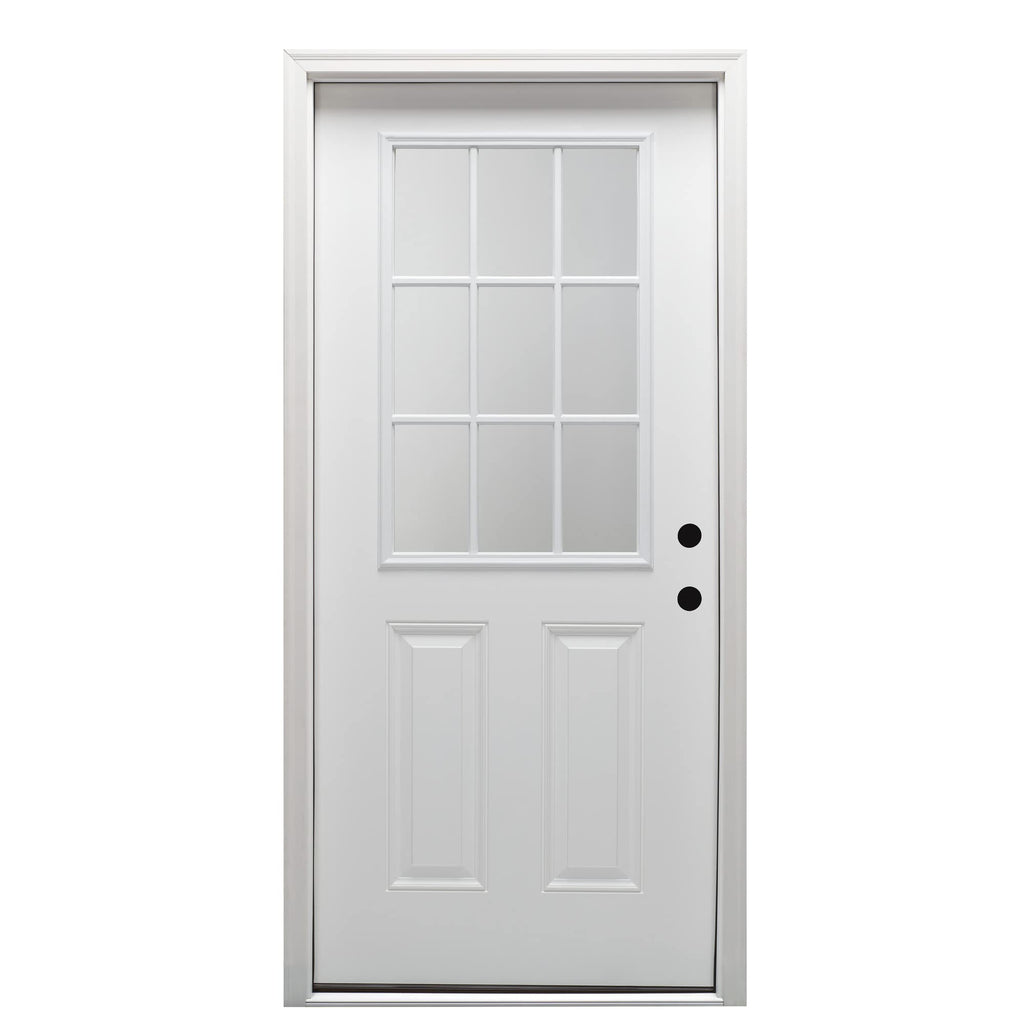 Steel Primed Left Hand In-Swing Prehung Front Door 9 Lite Clear Glass 36" x 80" G963