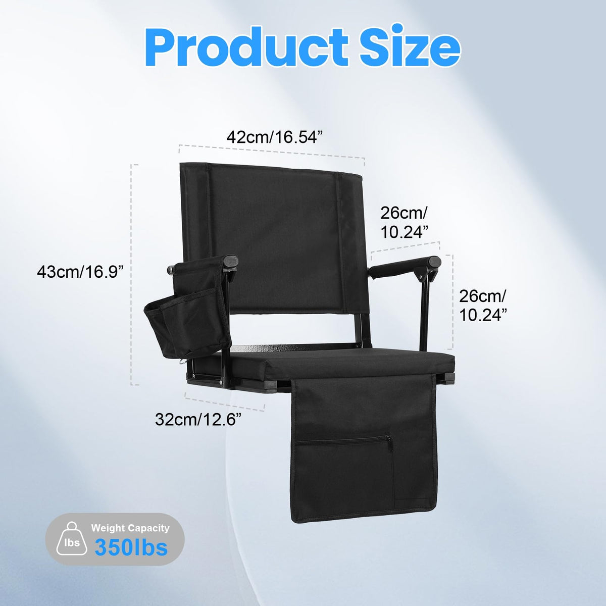 2 Pcs Folding Stadium Seat with Back Support and Cushion B8747