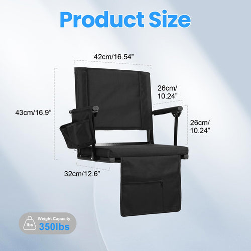 2 Pcs Folding Stadium Seat with Back Support and Cushion B8747