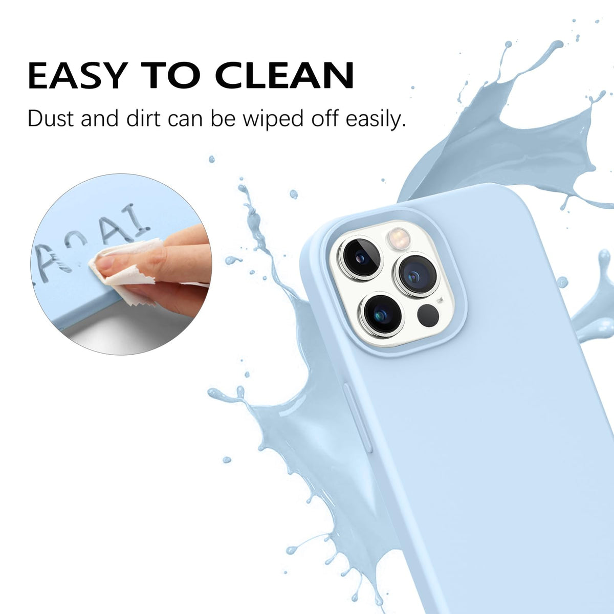 Compatible with iPhone 13 Pro Max Liquid Silicone Phone Case Light Blue O863699