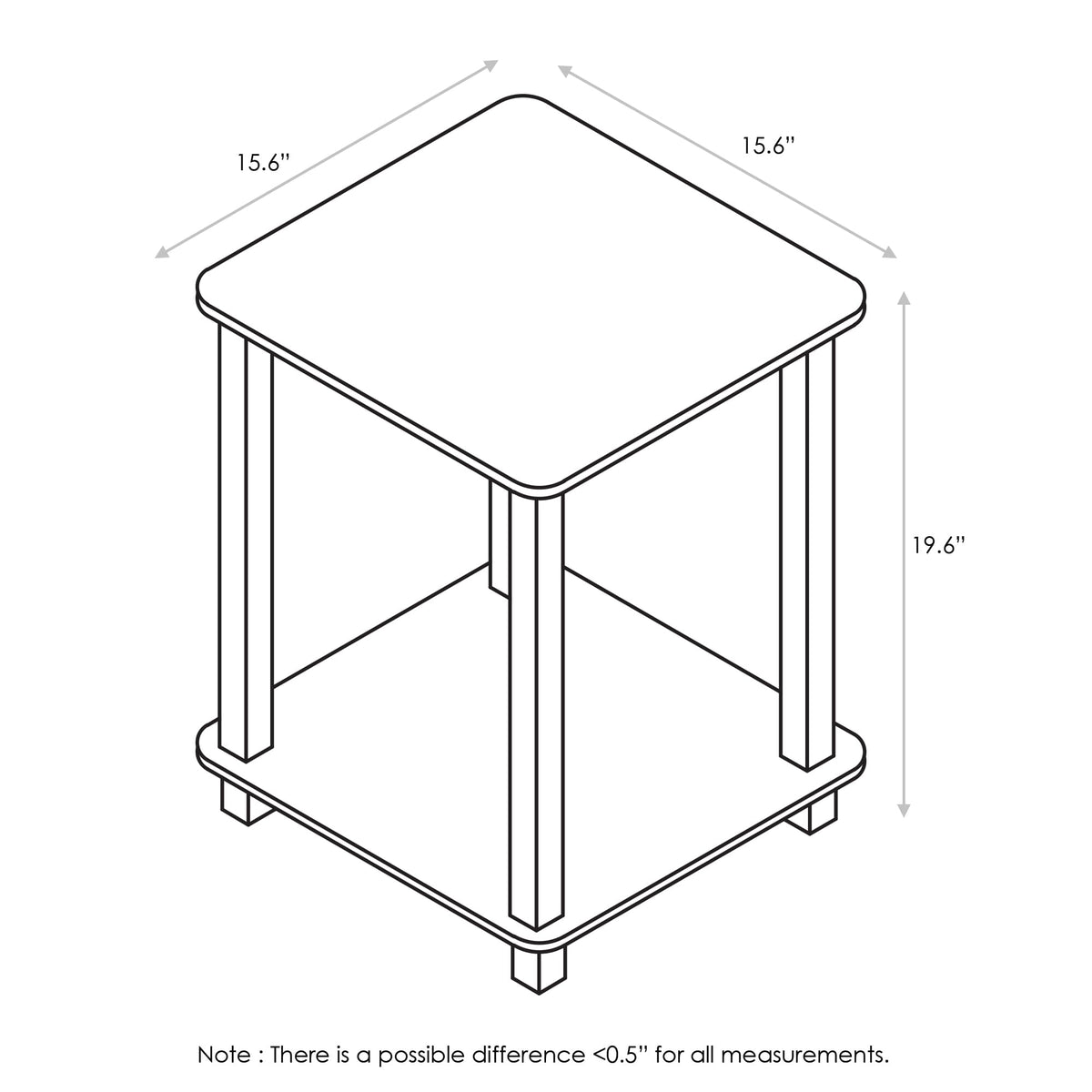 Set of 2 2-Tier Square Dark Walnut Bedside Table C950575