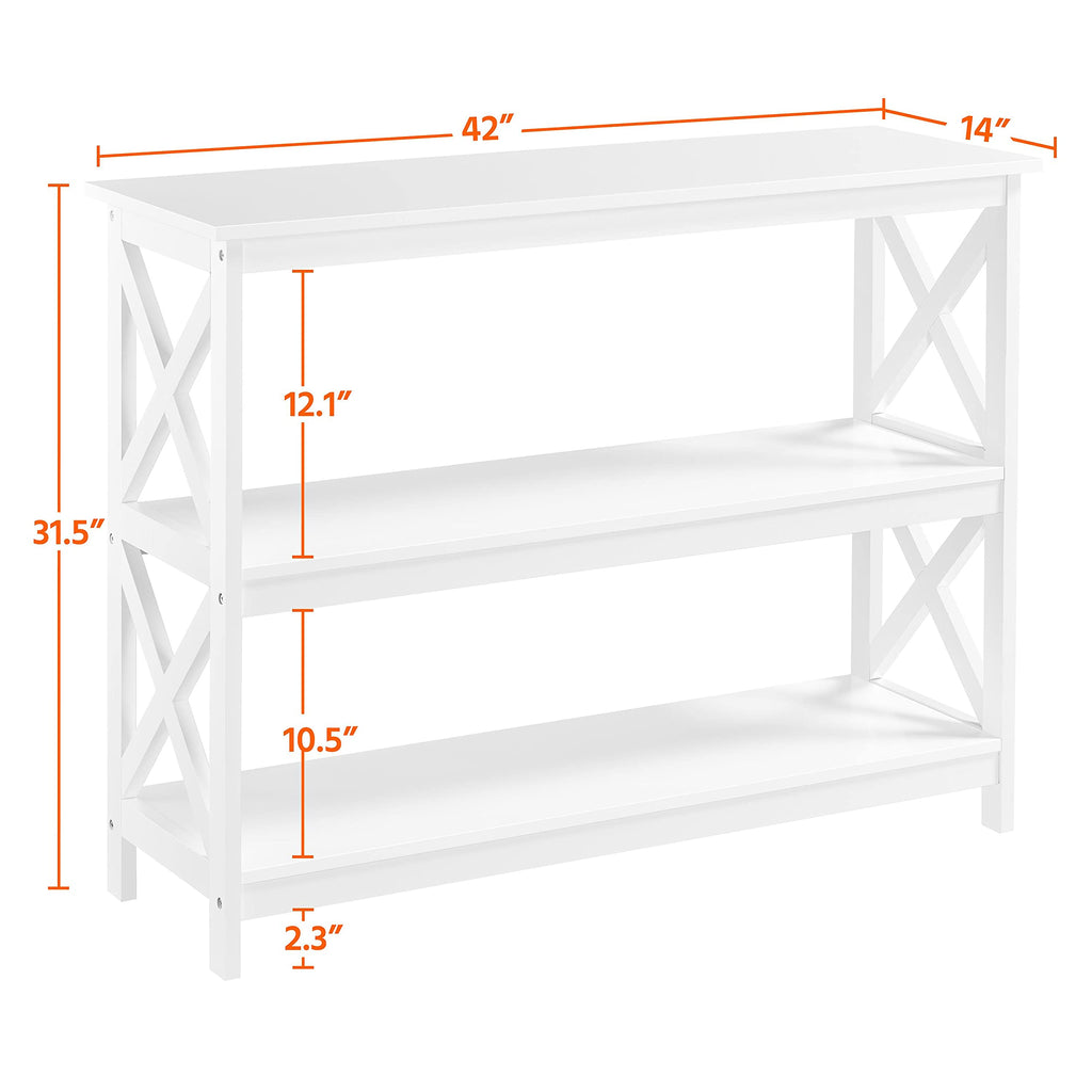 White 3-Tier Narrow Console Table V512