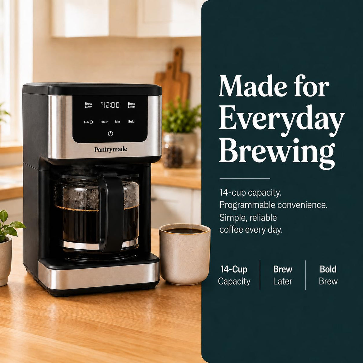 14-Cup Programmable Drip Coffee Maker with Glass Carafe, Black C989