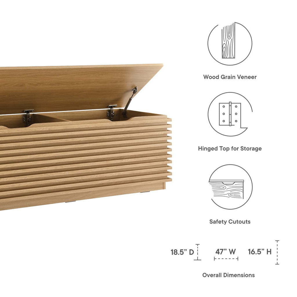 Oak Wood Grain Storage Bench P369