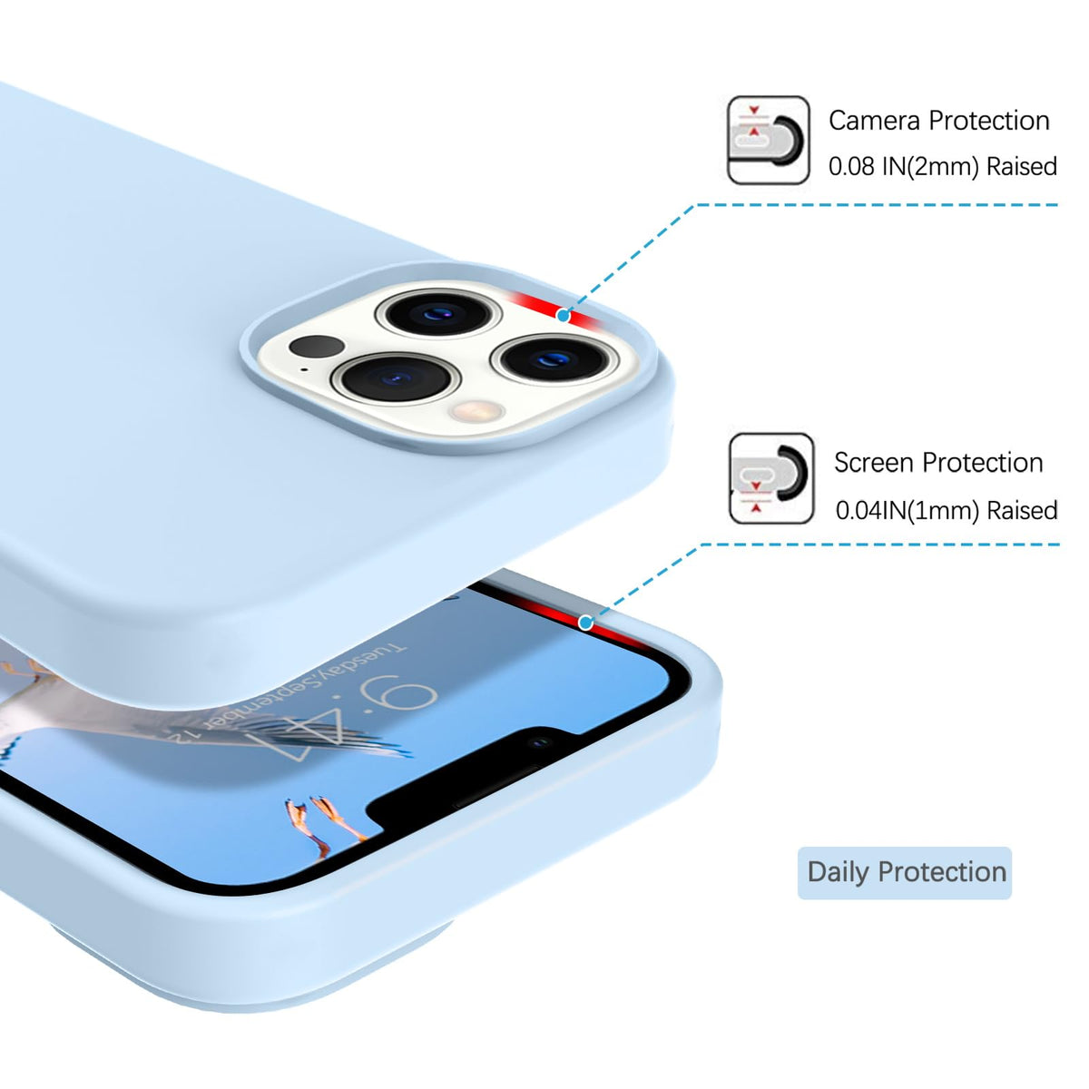 Compatible with iPhone 13 Pro Max Liquid Silicone Phone Case Light Blue O863699