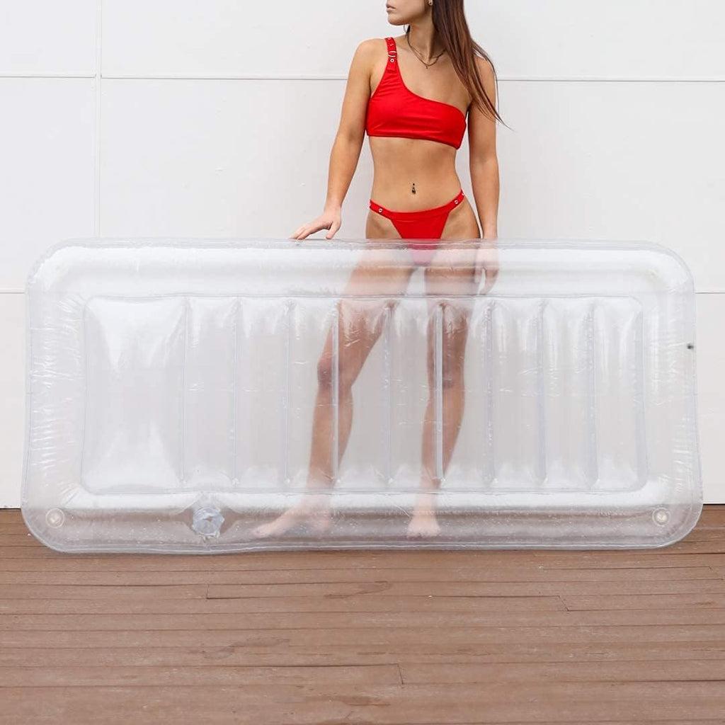 Transparent Inflatable Chaise Pool Float with Cup Holder P511572