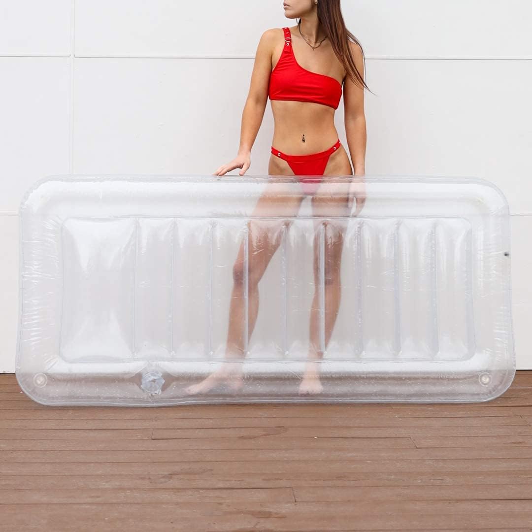 Transparent Inflatable Chaise Pool Float with Cup Holder P511572