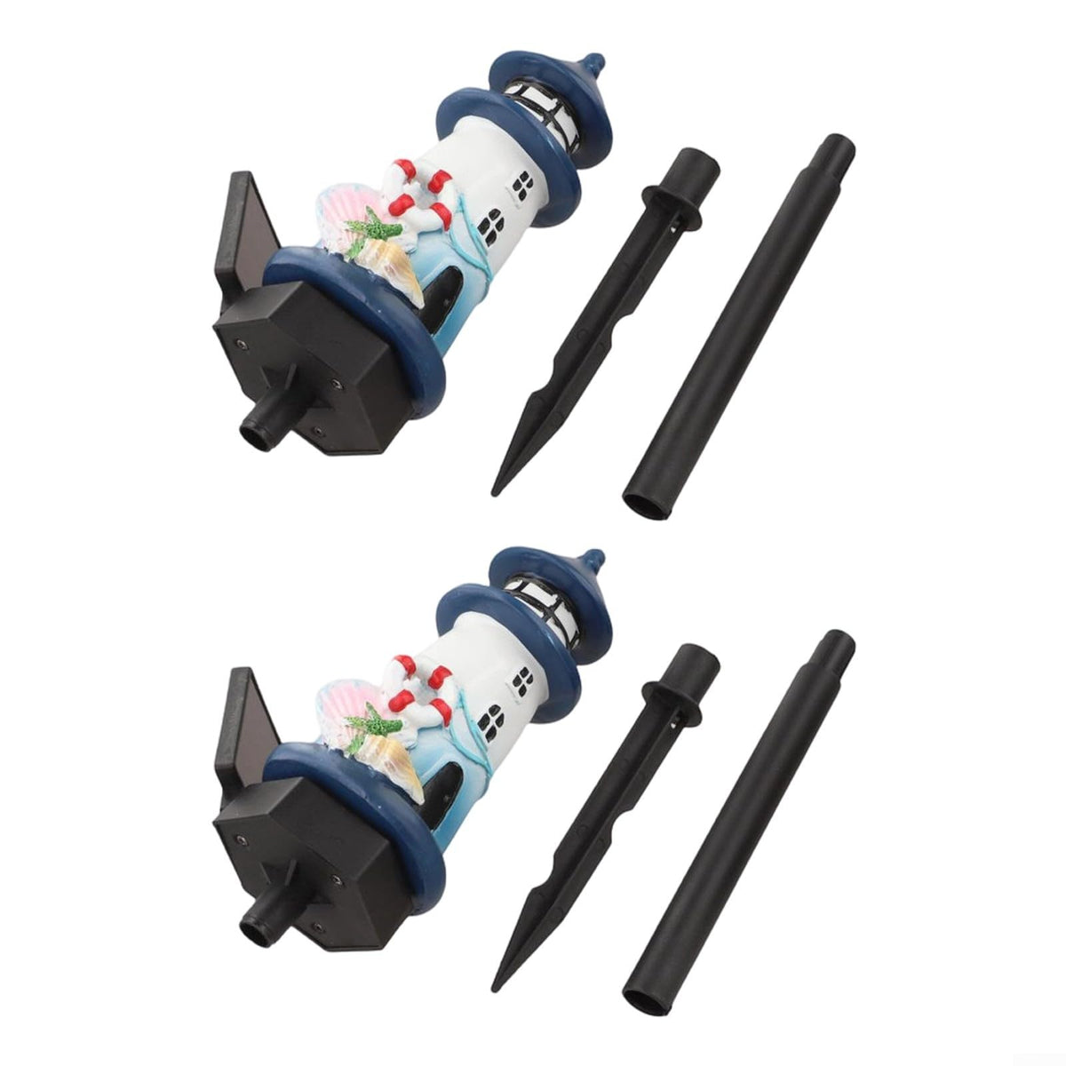 Solar Lighthouse Garden Lights, 2-Pack Resin Solar Powered T642