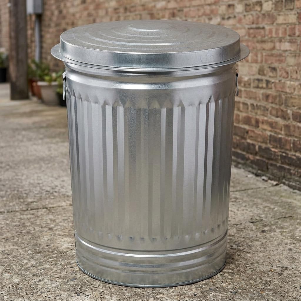 31 Gallon Galvanized Steel Trash Can with Lid T59666