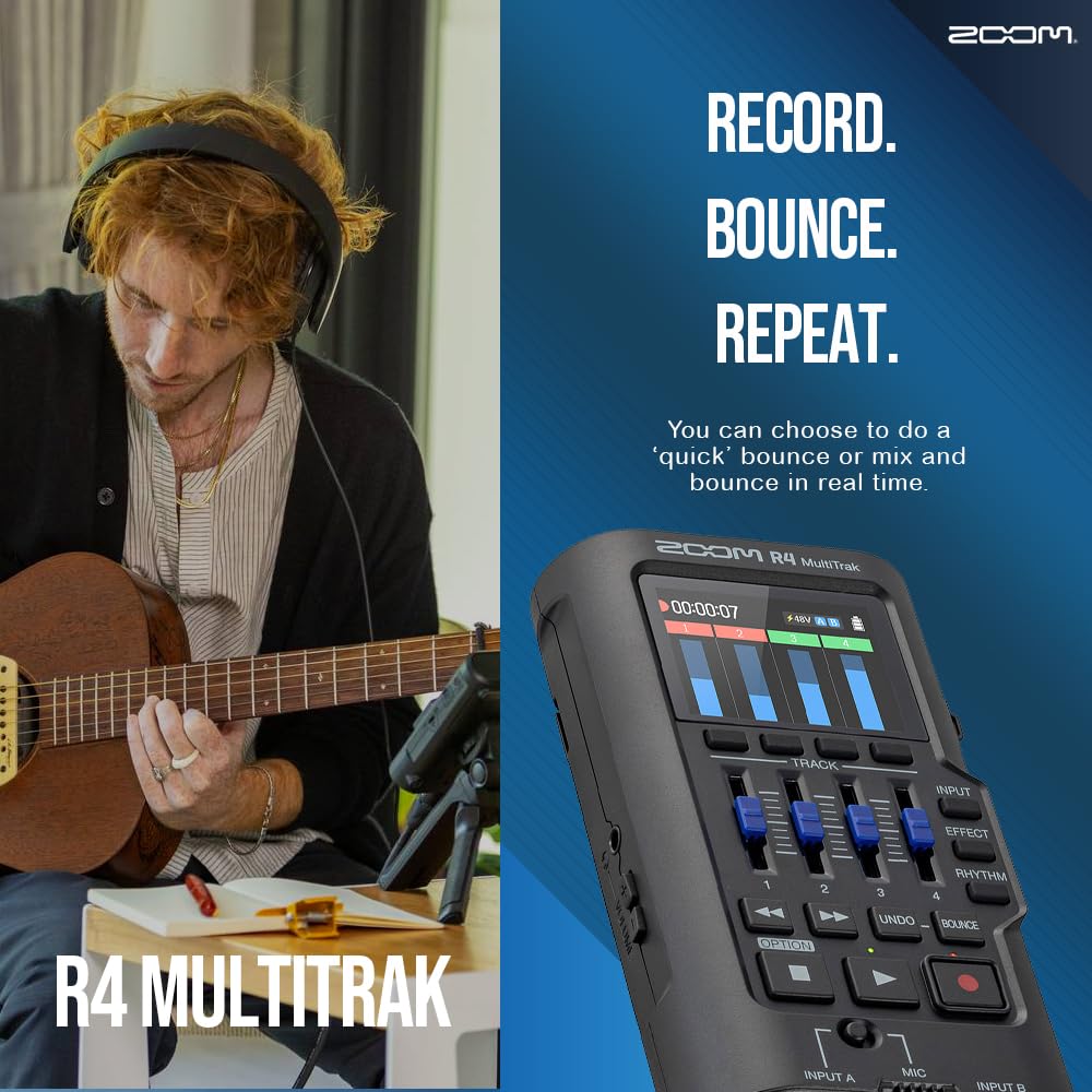 32-Bit Float 4-Track Recorder with Dual XLR/TS Inputs and Built-In Mic H68158