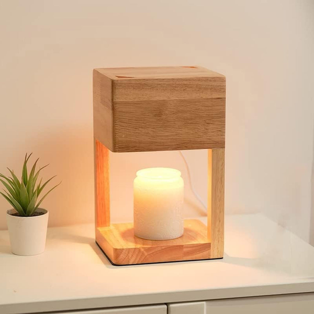 Wooden Candle Warmer Lamp with Timer and Auto Shut Off G91454