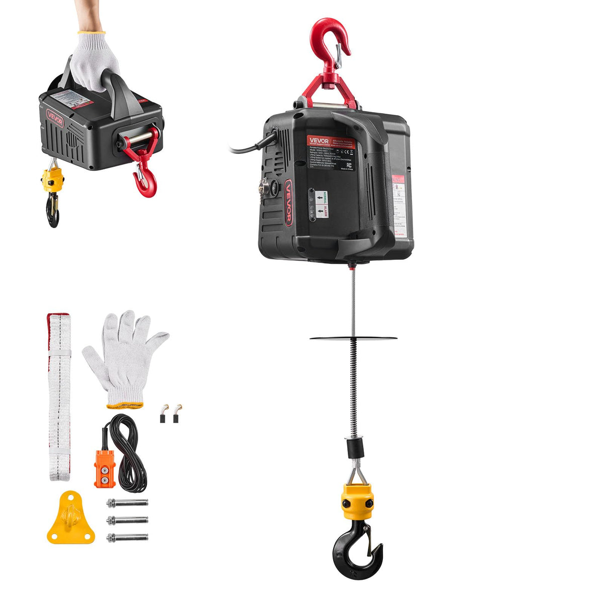 1100 lbs 1500W Electric Hoist Winch with Wired Remote Control N718