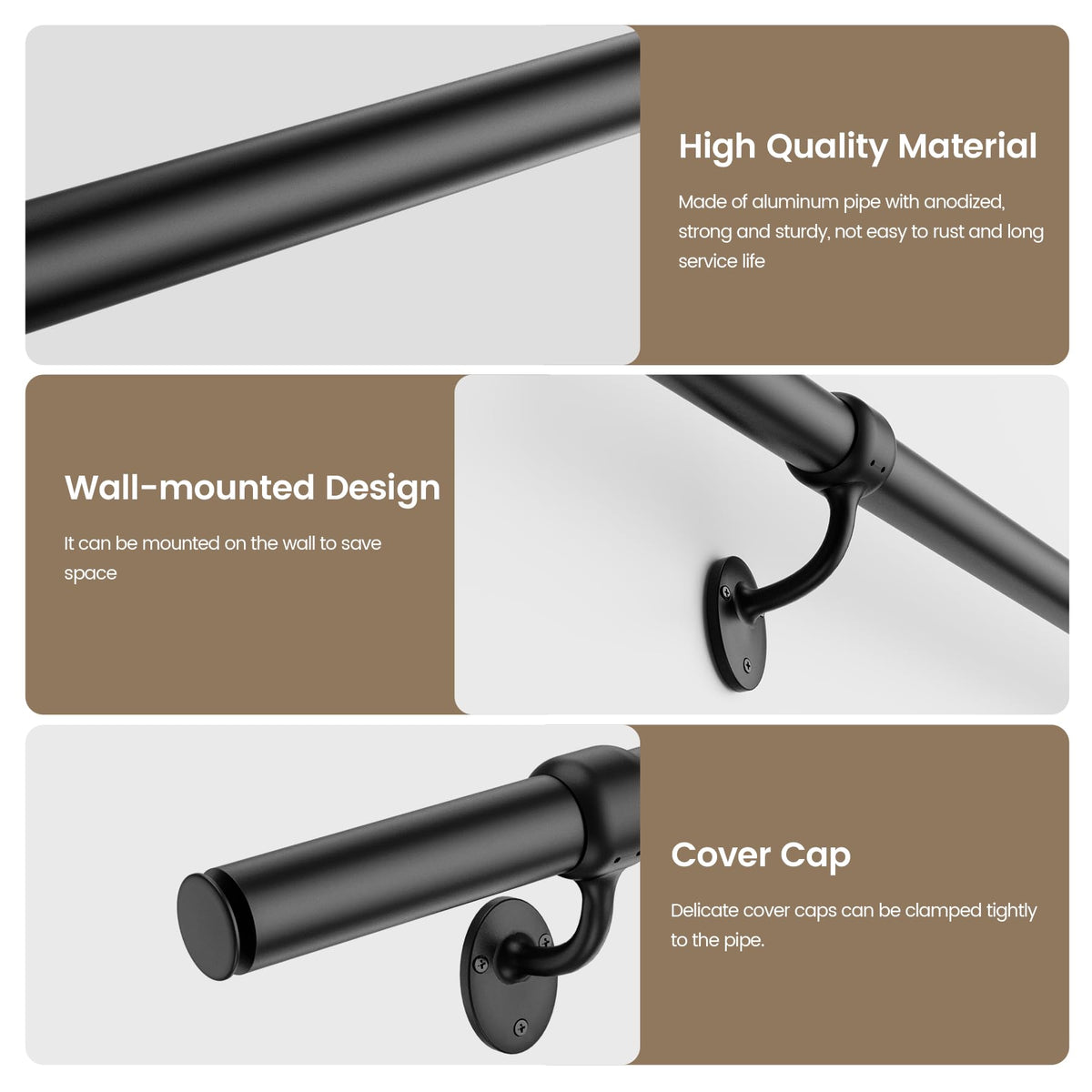 6 Feet Round Aluminum Stair Railing J9540