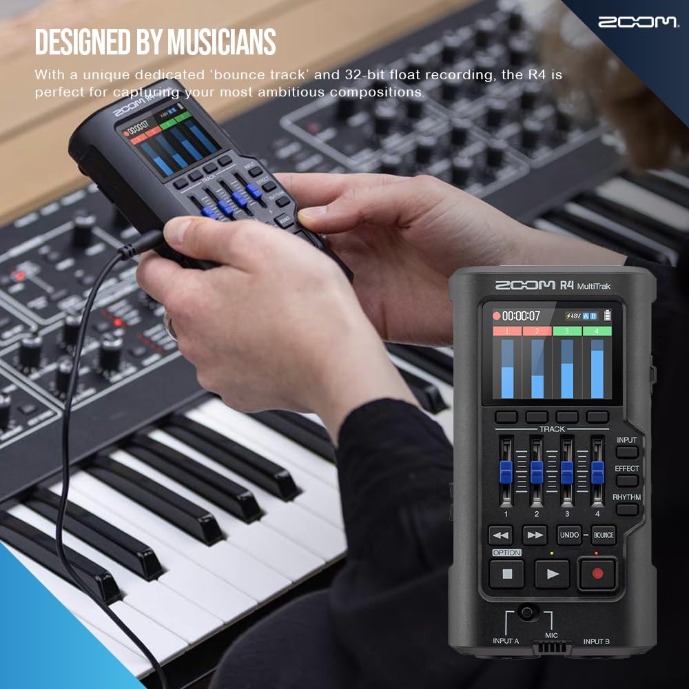 32-Bit Float 4-Track Recorder with Dual XLR/TS Inputs and Built-In Mic H68158