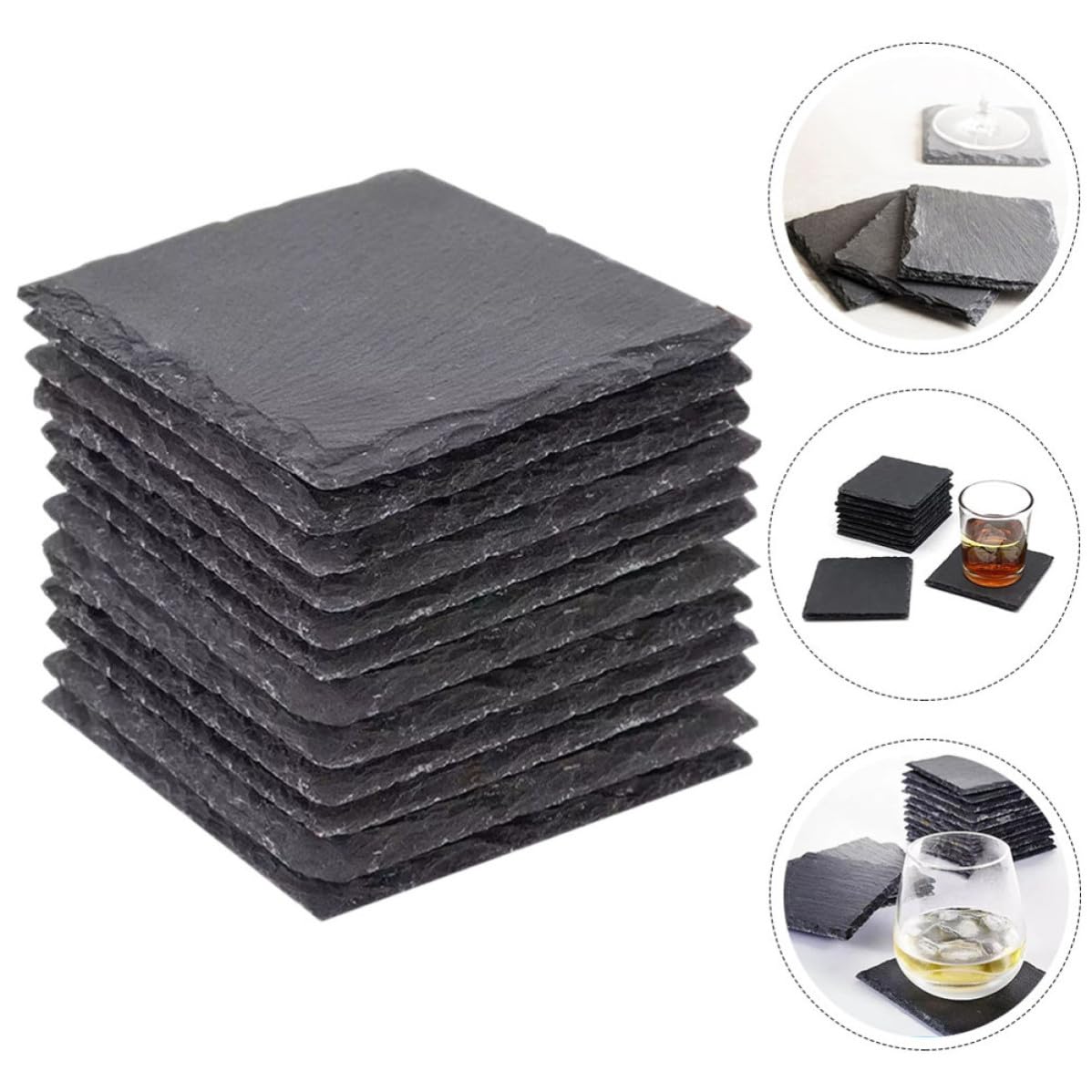 Black Natural Stone Coasters Set J5018