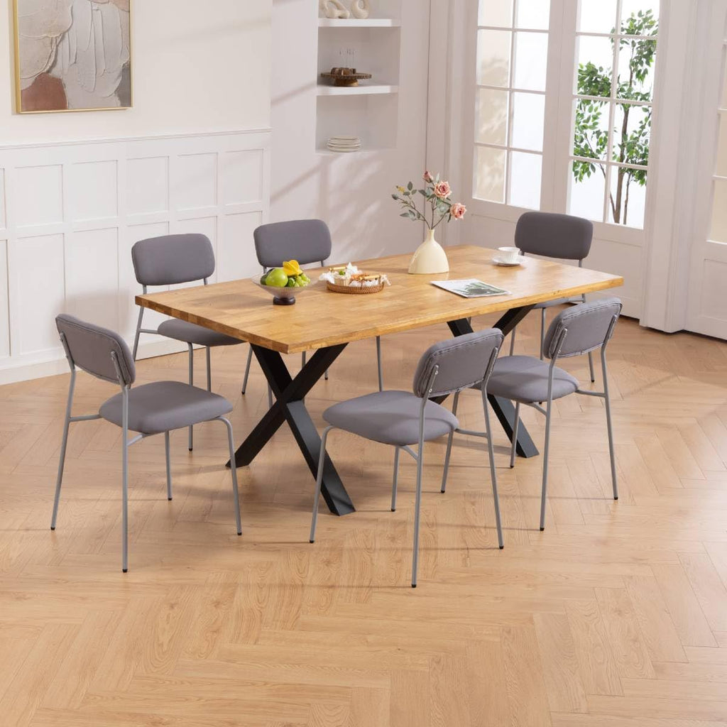 Grey Padded Stackable Chairs Set of 4 B7953