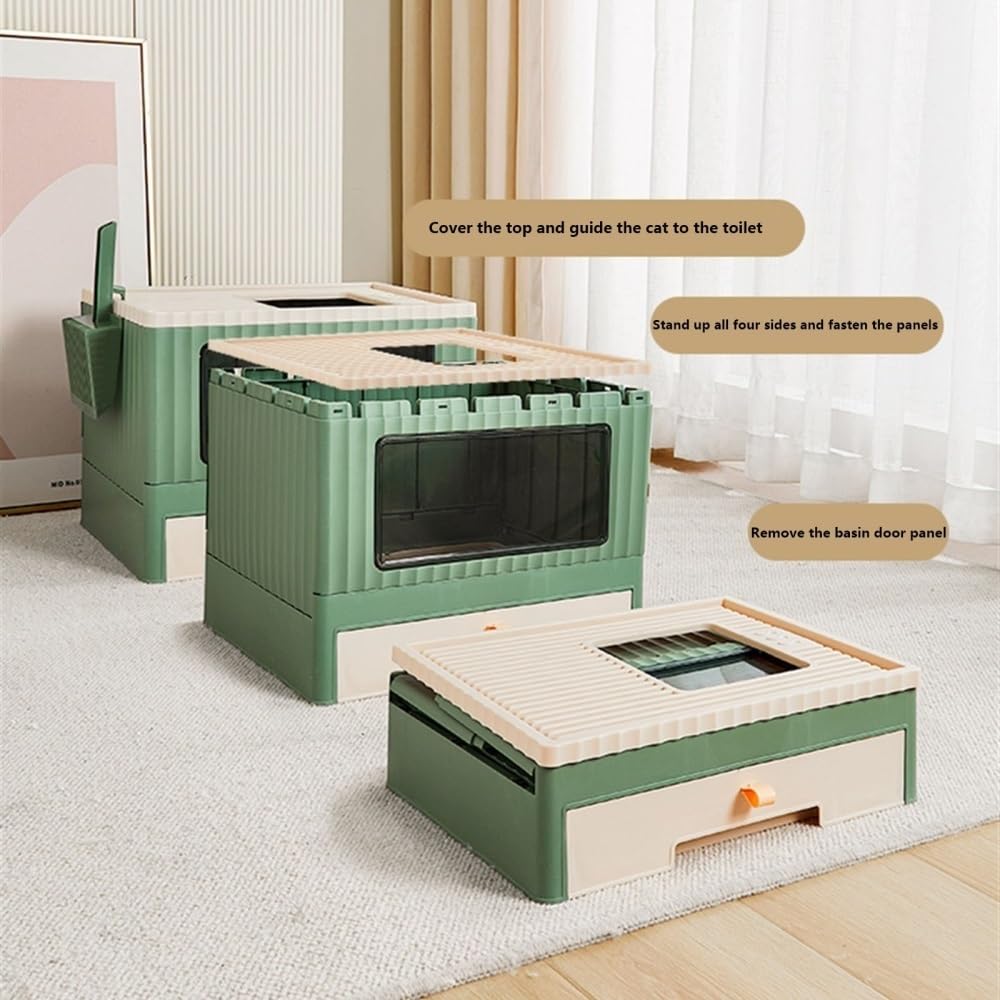 Foldable Top Entry Cat Litter Box with Lid X865