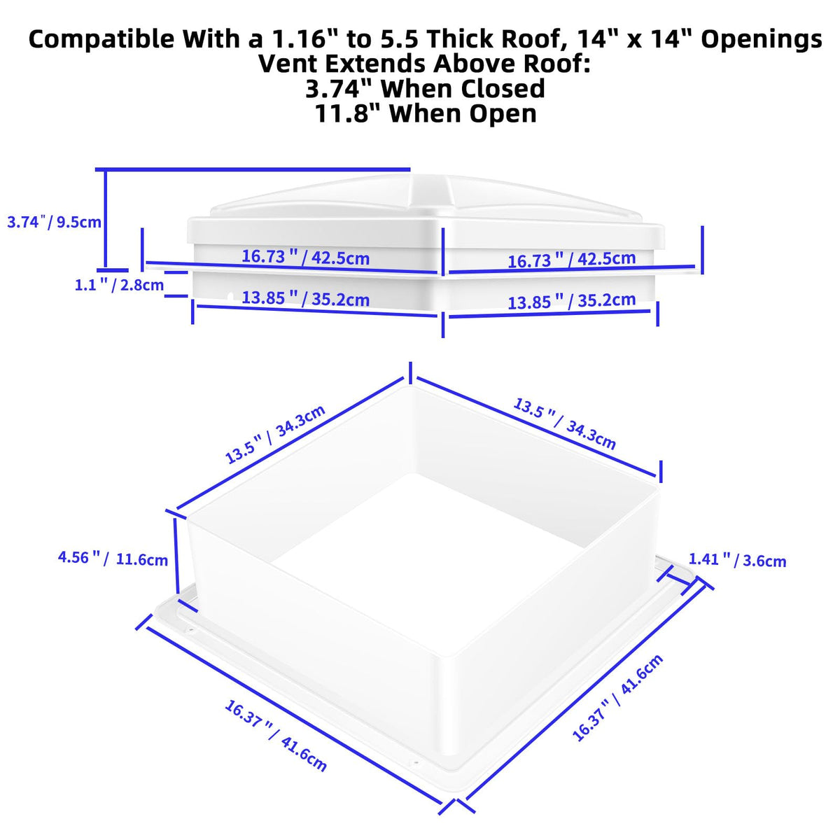 RV Roof Vent Fan 6-Speed-Reversible White Z677
