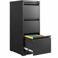 3 Drawer Black Metal File Cabinet with Lock S929458