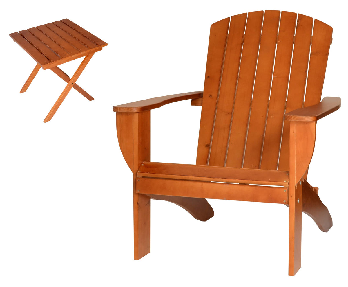 Solid Cedar Adirondack Extra Wide Chair with Folding Table Q37142