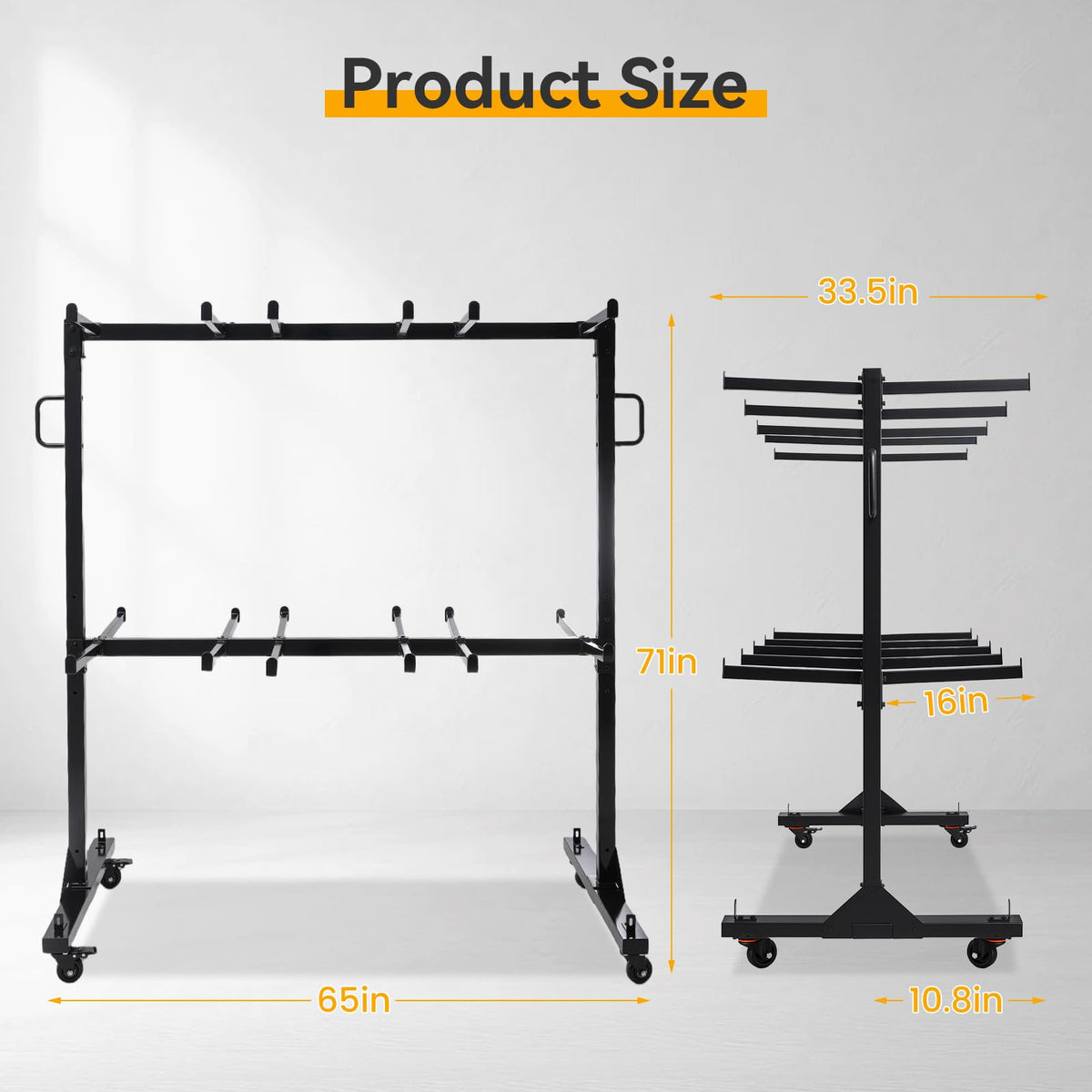 2-Tier Heavy Duty Folding Chair Cart with Wheels G147074