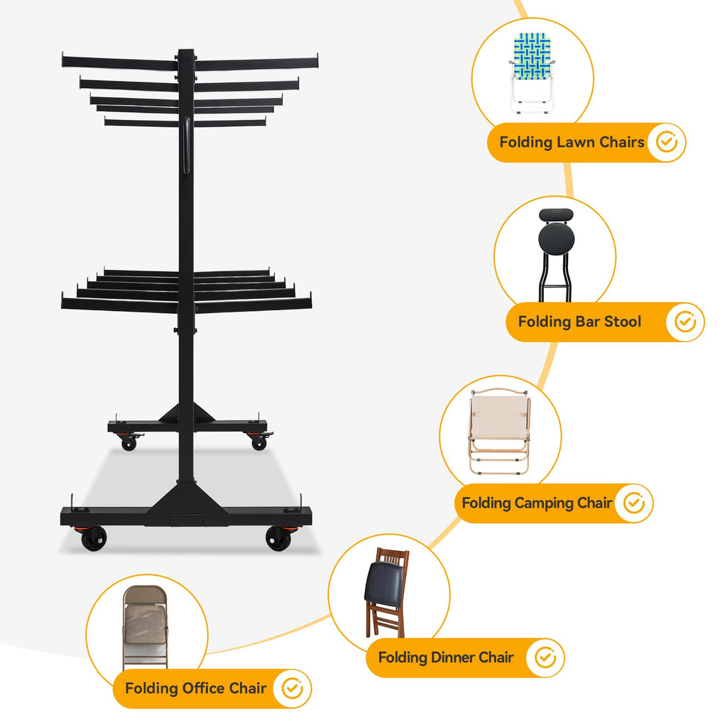 2-Tier Heavy Duty Folding Chair Cart with Wheels G147074