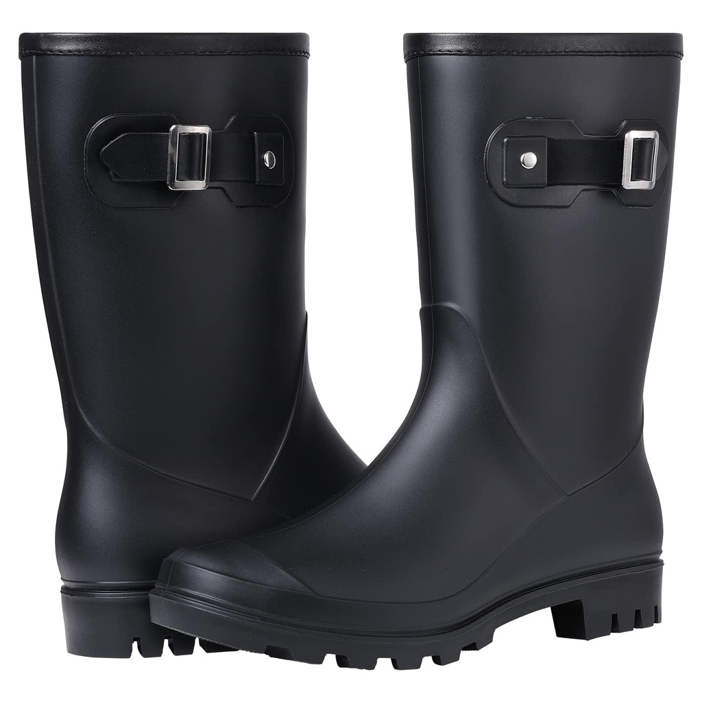 Mid Calf Waterproof Rain Boots with Buckle Z91662