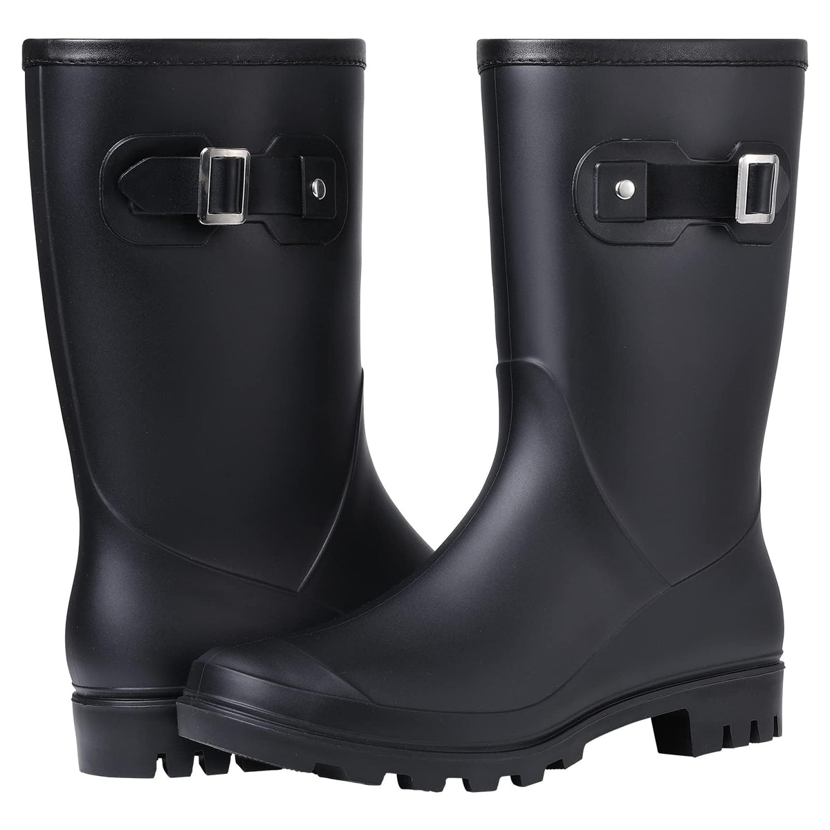 Mid Calf Waterproof Rain Boots with Buckle Z91662