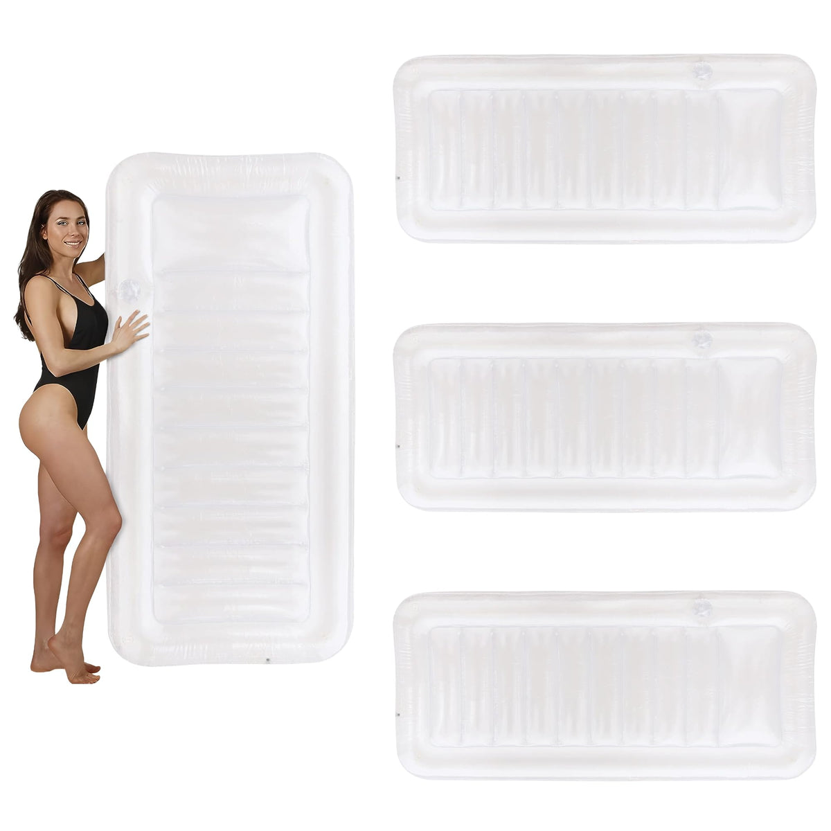 Transparent Inflatable Chaise Pool Float with Cup Holder P511572