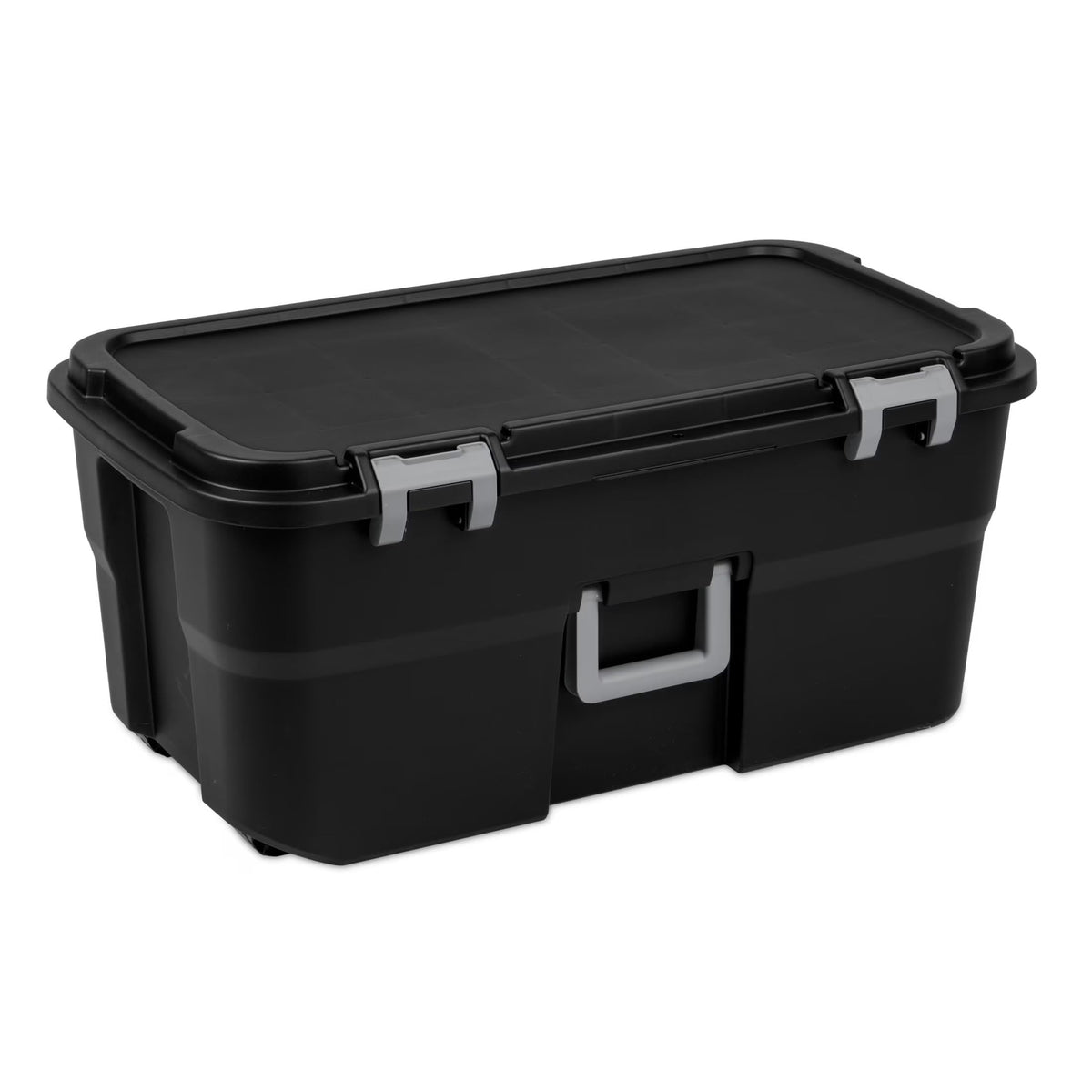 22 Gallon Black Wheeled Plastic Storage Trunk with Handle B72366