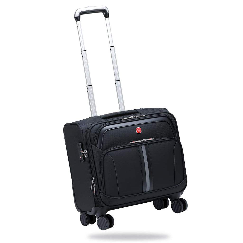 Black 16-Inch Underseat Carry-On Luggage with 4 Spinner Wheels D715