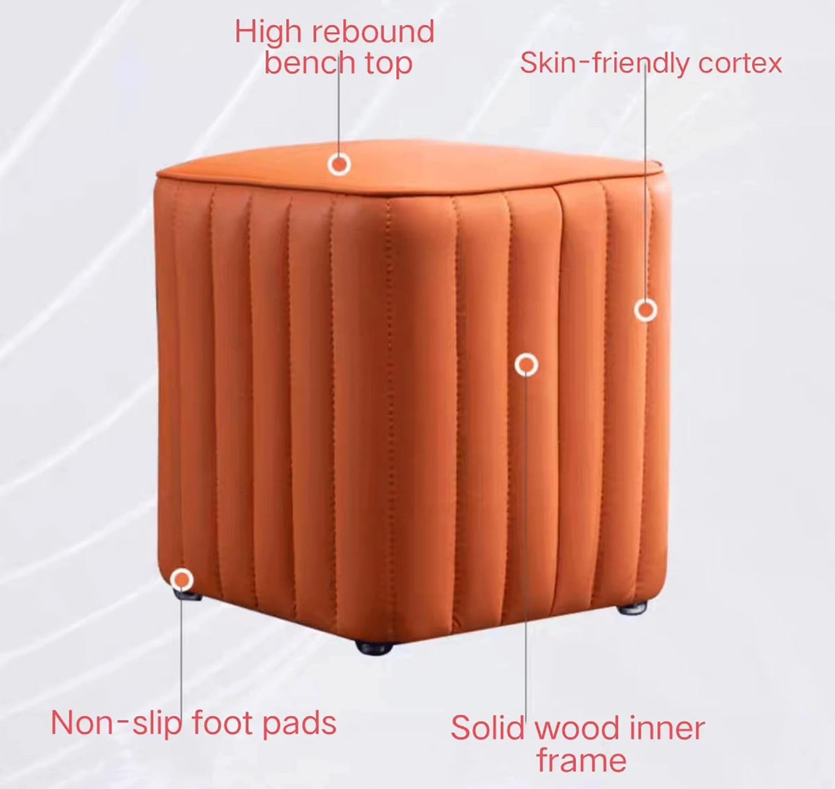 Leather Upholstered Square Footstool R748